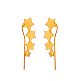 DAIIIBABYYY  -  Long Dipper Ear Hook Clip Earrings for Women Four-Prong Setting 7pcs CZ  Gold Color Ear Climbing Earrings Women Fashion Jewelry
