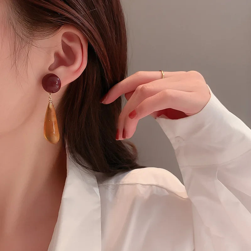 DAIIIBABYYY  -  New Brown Resin Drop Earrings Trend Elegant Earrings For Women Party Gift Fashion Jewelry Wholesale Oorbellen mujer