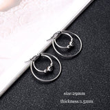 DAIIIBABYYY  -  2Pc Stainless Steel Exaggerated Round Bead Hoop Earring Women Men Smooth Design Vintage Double Rings Earring Personality Jewelry