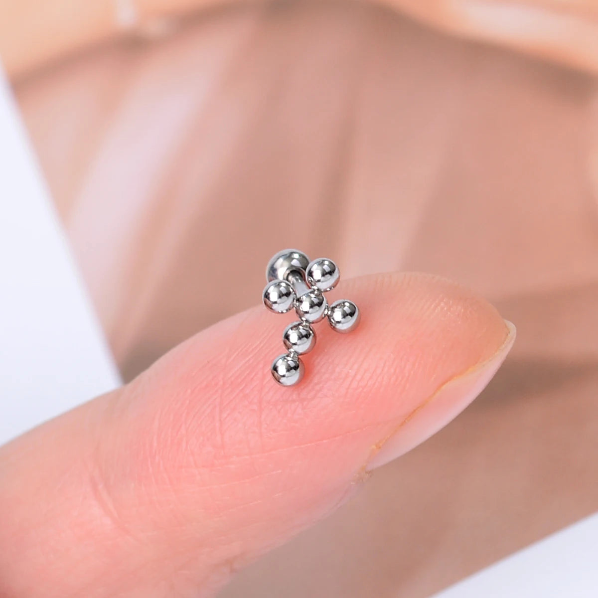 DAIIIBABYYY  -  1pcs New Style Stainless Steel Ear Piercing Cz Stud Earrings Snake Moon Round Ball Arc Cartilage Helix Conch Screw Back Earring