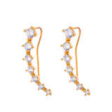 DAIIIBABYYY  -  Long Dipper Ear Hook Clip Earrings for Women Four-Prong Setting 7pcs CZ  Gold Color Ear Climbing Earrings Women Fashion Jewelry