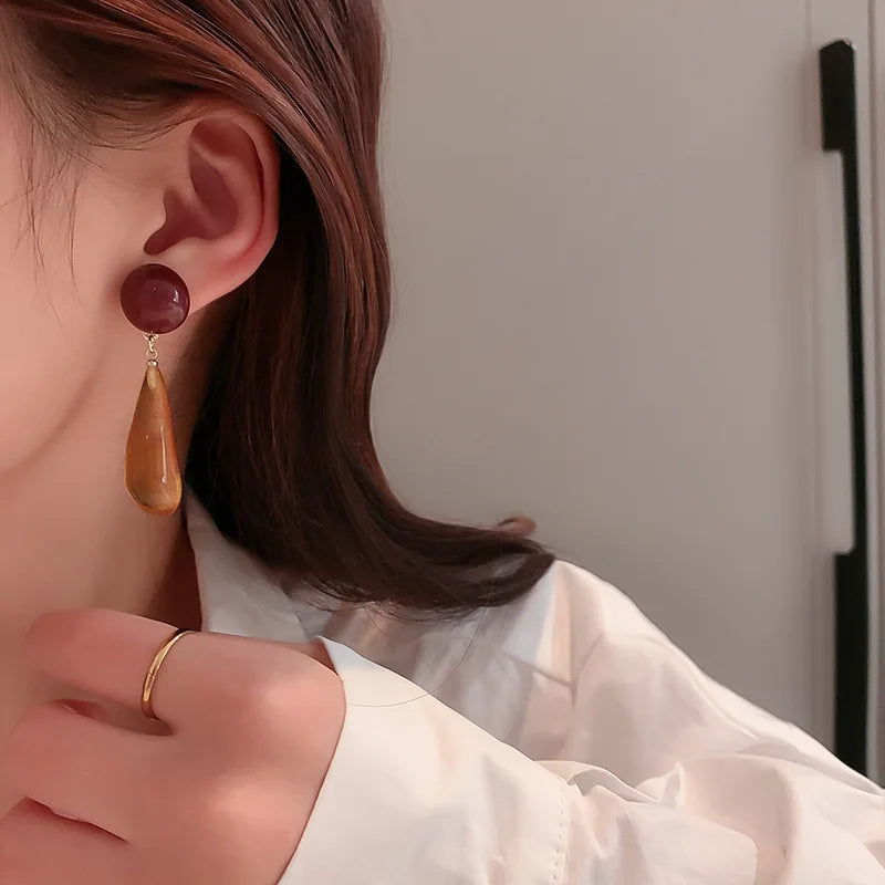 DAIIIBABYYY  -  New Brown Resin Drop Earrings Trend Elegant Earrings For Women Party Gift Fashion Jewelry Wholesale Oorbellen mujer