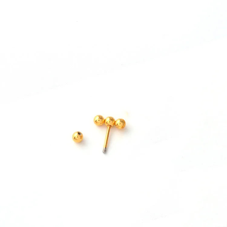DAIIIBABYYY  -  1pcs New Style Stainless Steel Ear Piercing Cz Stud Earrings Snake Moon Round Ball Arc Cartilage Helix Conch Screw Back Earring