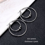 DAIIIBABYYY  -  2Pc Stainless Steel Exaggerated Round Bead Hoop Earring Women Men Smooth Design Vintage Double Rings Earring Personality Jewelry
