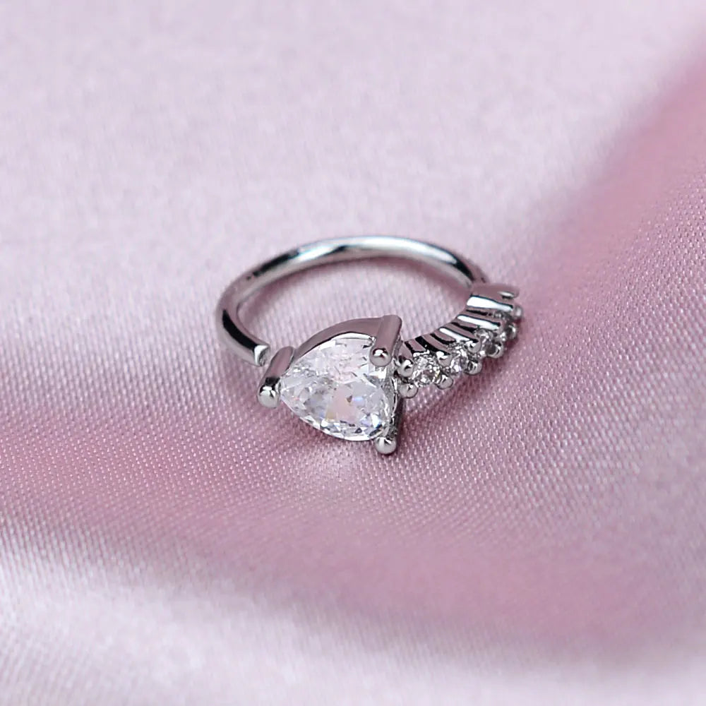 DAIIIBABYYY  -  1Pcs Fashion Star Heart CZ Nose/Lip/Ear Hoops Septum Hoop Nose Ring Crystal Piercing Ear Tragus Cartilage Earrings Body Jewelry