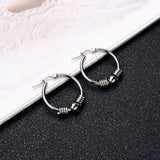 DAIIIBABYYY  -  2Pc Stainless Steel Exaggerated Round Bead Hoop Earring Women Men Smooth Design Vintage Double Rings Earring Personality Jewelry