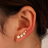DAIIIBABYYY  -  Long Dipper Ear Hook Clip Earrings for Women Four-Prong Setting 7pcs CZ  Gold Color Ear Climbing Earrings Women Fashion Jewelry