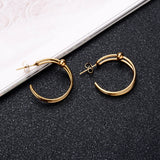 DAIIIBABYYY  -  2Pc Stainless Steel Exaggerated Round Bead Hoop Earring Women Men Smooth Design Vintage Double Rings Earring Personality Jewelry