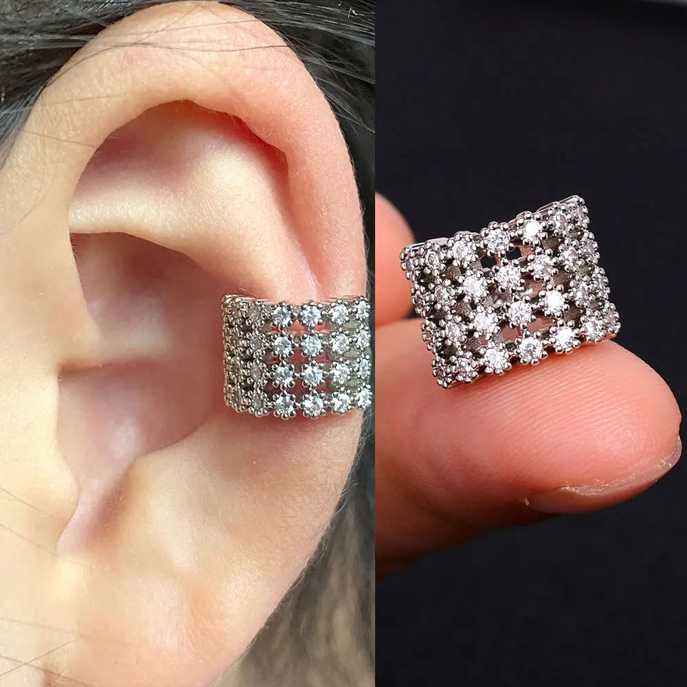 DAIIIBABYYY  -  1Pcs Zircon No Piercing Ear Cuff Earrings Earcuff Fake Cartilage Clip Earring Women Geometry Heart Star Ear Cuffs Jewelry Gifts