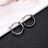 DAIIIBABYYY  -  2Pc Stainless Steel Exaggerated Round Bead Hoop Earring Women Men Smooth Design Vintage Double Rings Earring Personality Jewelry