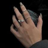DAIIIBABYYY  -  Korean Butterfly Metal Punk Rings Set for Girls Women Trendy Accessories Buckle Female Index Finger Rings Party Jewelry Gifts