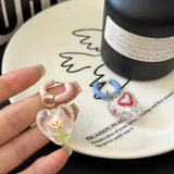 DAIIIBABYYY  -  Trendy Cute Colorful Asymmetrical Enamel Flowers Heart Drop Earrings For Women Girls Fashion Aesthetic Jewelry Gifts Wholesale