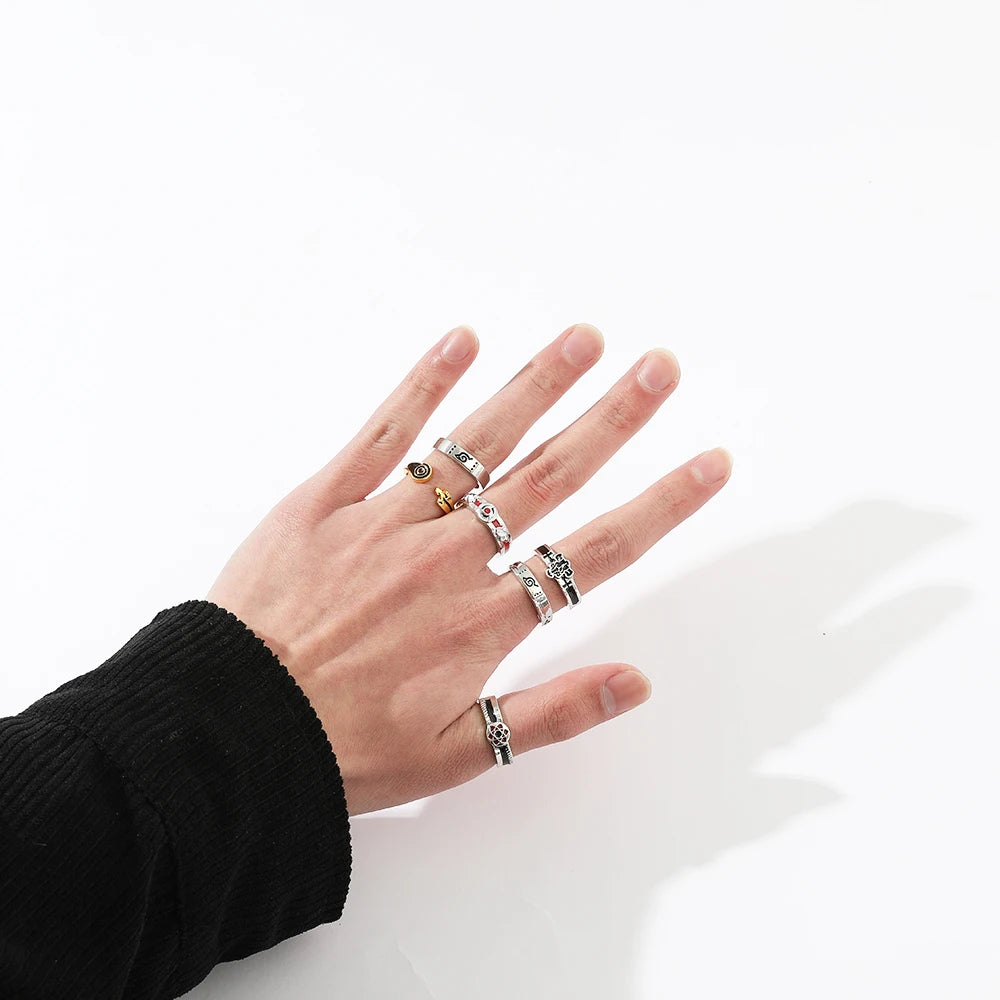DAIIIBABYYY  -  Gothic Style Metal Set Rings Fashion Jewelry Open Ring for Men Jewelry Trendy Finger Ring Women Accessories Friend Gifts