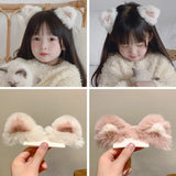 Daiiibabyyy Plush Cat Ears Girls Sweet Hair Clip Plush Hairpins Cute Flower Barrettes Baby Slid Clip Barrettes Children Hair Accessories