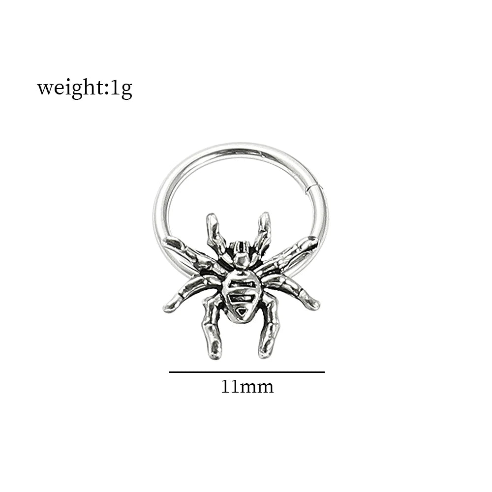DAIIIBABYYY  -  Fashion Punk Stainless Steel Nose Ring Silver Color Gothic Insect Nose Rings For Women Men Body Cartilage Piercing Jewelry