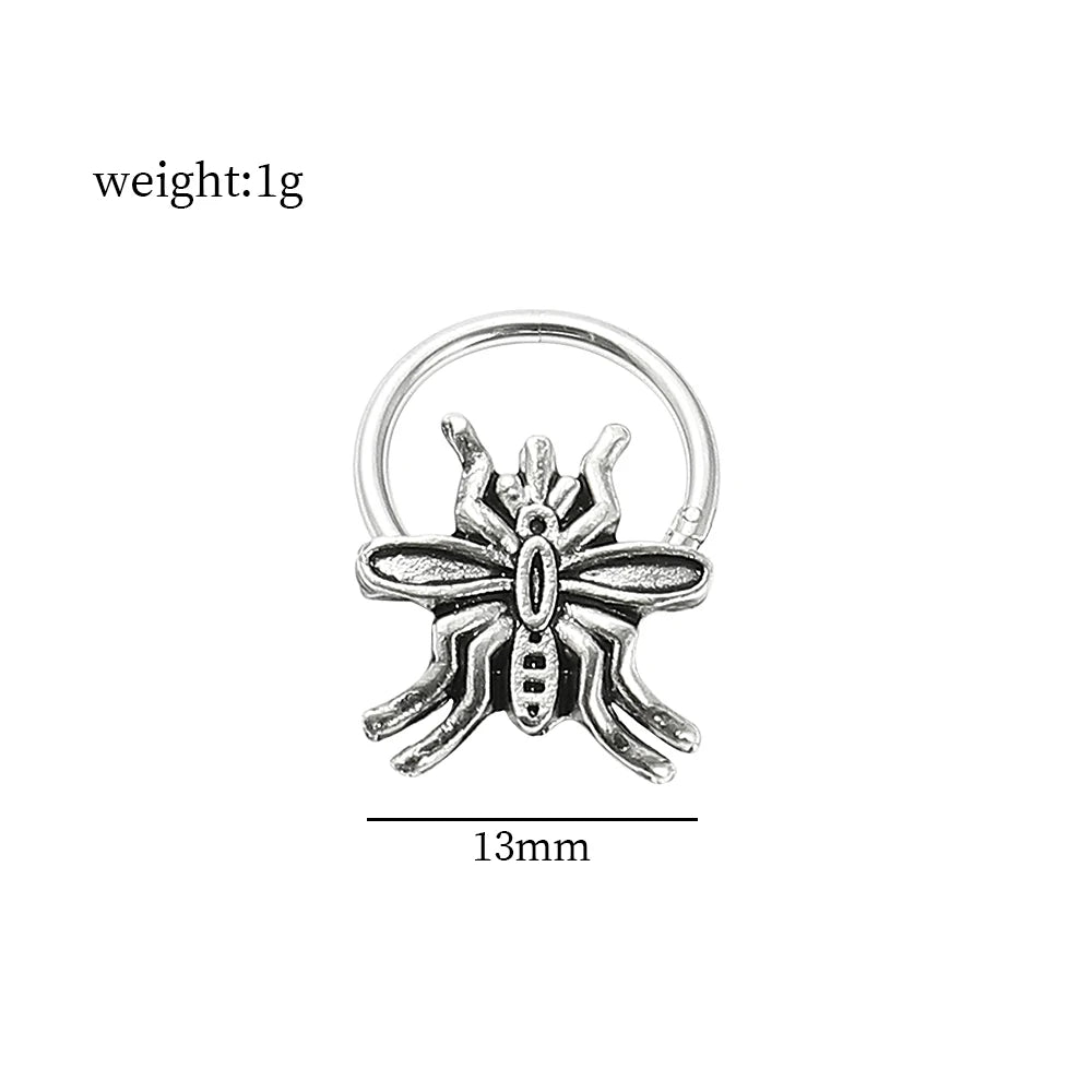 DAIIIBABYYY  -  Fashion Punk Stainless Steel Nose Ring Silver Color Gothic Insect Nose Rings For Women Men Body Cartilage Piercing Jewelry