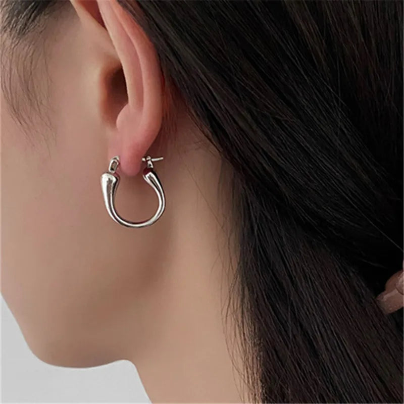 DAIIIBABYYY  -  New Minimalist Geometric Earrings For Women European American Style Personality Buckle Earrings Party Jewelry