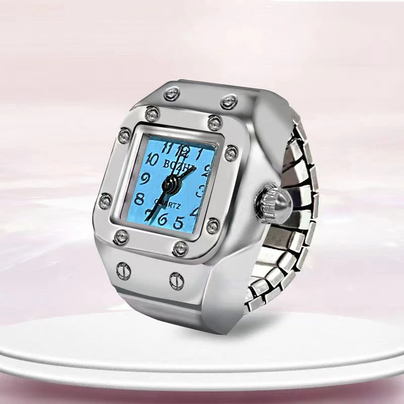 DAIIIBABYYY  -  Kids Cute Cartoon Number Watch Finger Rings Mini Clock Watches Elastic Strap Ring Women Men Funny anillos Jewelry Gift