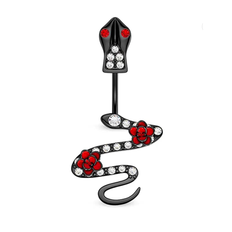 DAIIIBABYYY  -  Fashion Crystal Stainless Steel Flower Butterfly Belly Piercing for Women Silver Color Belly Button Rings Body Jewelry