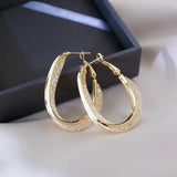 DAIIIBABYYY  -  Korean Gold Color Metal Mesh Crystal Hoop Earrings Women Fashion Jewelry Luxury Geometric Grid Big Circle Earings Femme