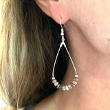 DAIIIBABYYY  - 2 Pcs Vintage Ethnic Hollow Bead Geometric Bohemian Natural Stone Dangle Earrings Woman Party Prom Jewelry