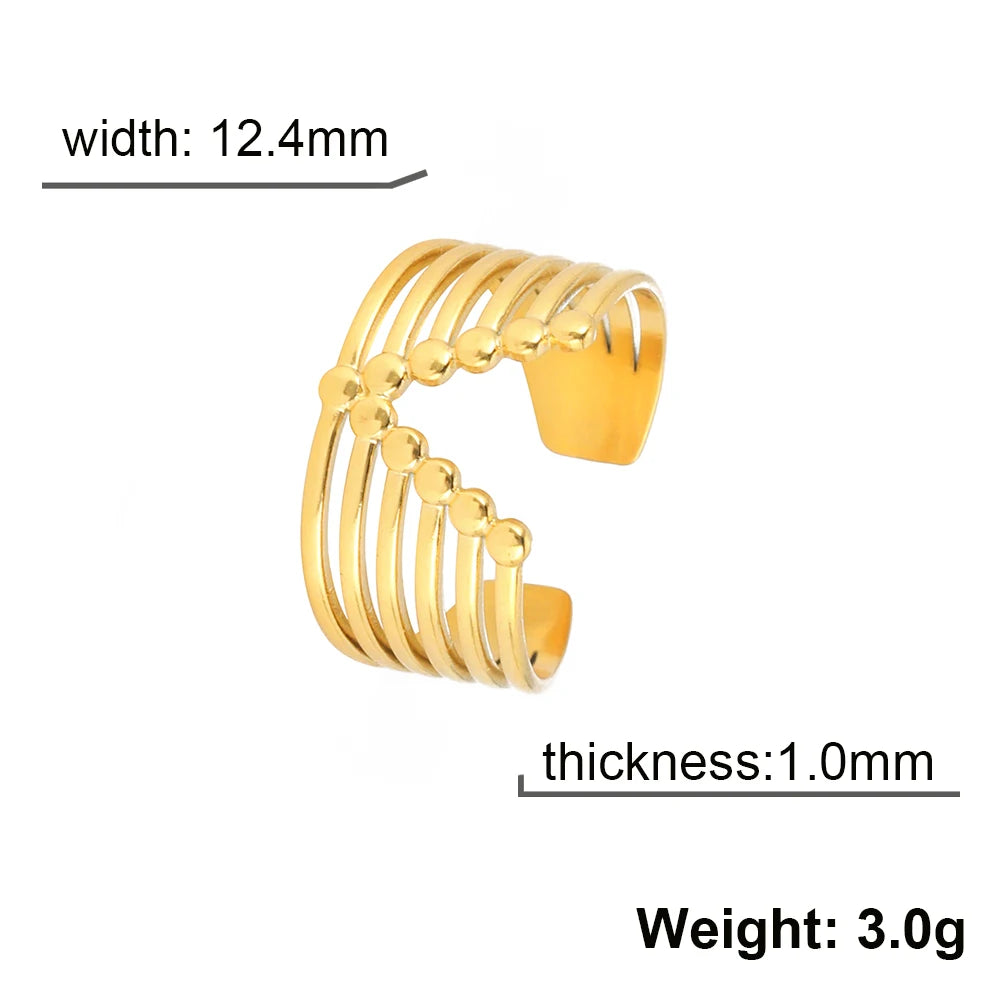 DAIIIBABYYY  -  V Shape Rings for Women Stainless Steel Gold Color Wide Open Finger Ring  Hiphop Party Jewelry Valentine's Day Gift