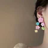 DAIIIBABYYY  -  Colorful Acrylic Flower Stud Earrings Fashionable Dangle Jewelry for Women Girls