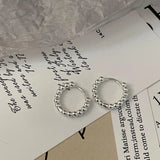 DAIIIBABYYY  -  Simple Silver Color Round Bead Heart-Shaped Circular Ear Buckle Fashion Small Versatile Earrings Women's Jewelry