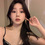 DAIIIBABYYY  -  Trend Geometry Rhombus Drop Earrings for Women Fashion Gold Silver Color Long Tassels Earring Jewelry Wedding Party Gifts