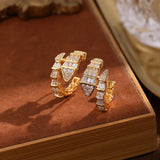 DAIIIBABYYY  -  Punk Snake C Shaped Ear Clip Earrings for Women Men Shiny Inlaid Zircon Without Piercing Earrings Ear Cuffs Party Jewelry