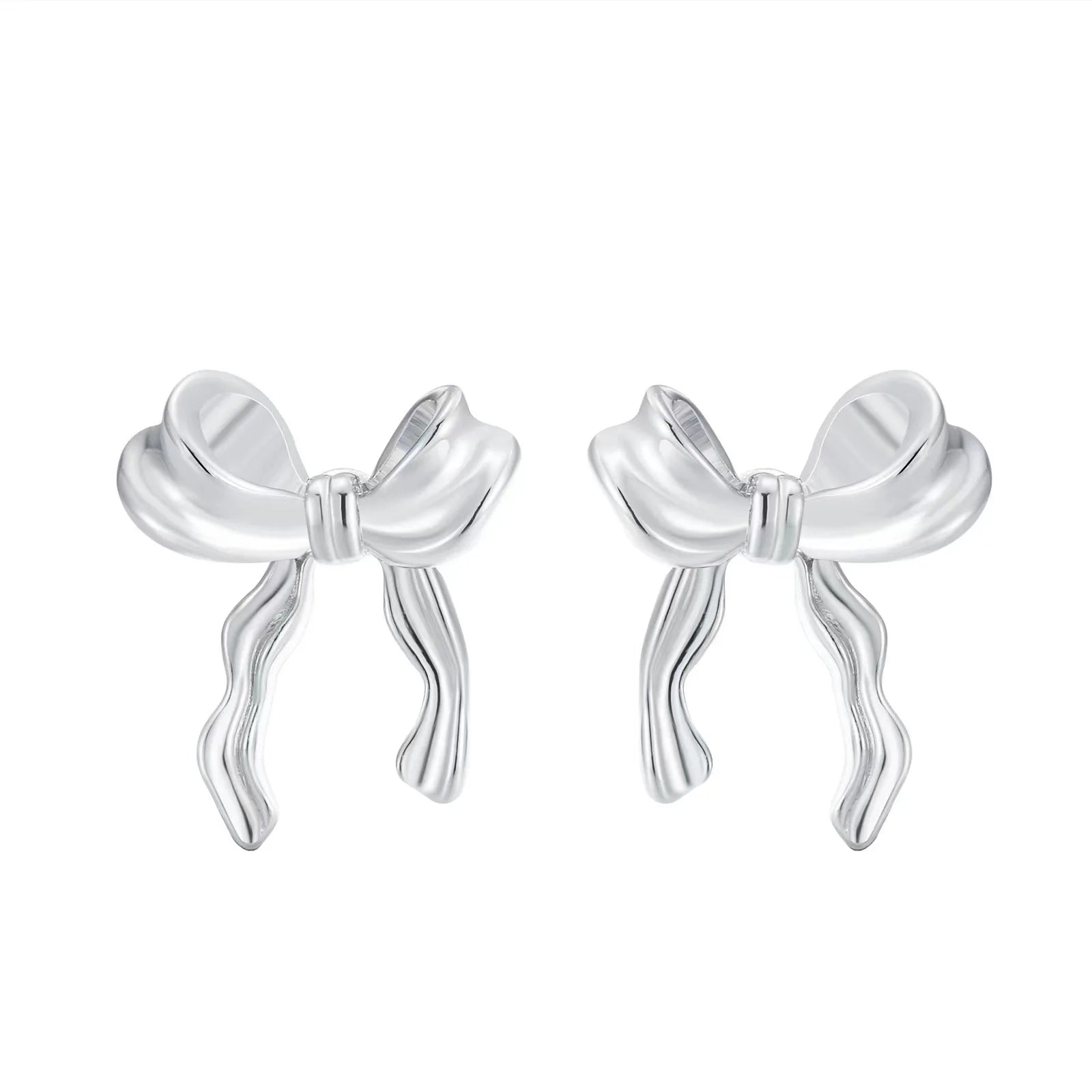 DAIIIBABYYY  -  Korean Fashion Ribbon Bow-knot Earrings for Women Cute Bow Metal Stud Earring Girls Charm Wedding Party Jewelry Gift