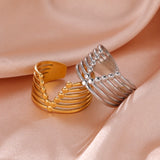 DAIIIBABYYY  -  V Shape Rings for Women Stainless Steel Gold Color Wide Open Finger Ring  Hiphop Party Jewelry Valentine's Day Gift