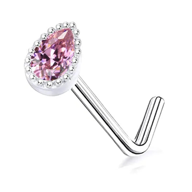 DAIIIBABYYY  -  1PC Stainless Steel Small Nose Rings Crystal Zircon Butterfly Flower Heart Nose Studs 20G Body Piercing Jewelry For Women Men