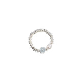 DAIIIBABYYY  -  Blue Drop Glaze Flower Pearl Rings For Women Girls Minimalist Sweet Cute Creative Temperament Elegant Birthday Jewelry
