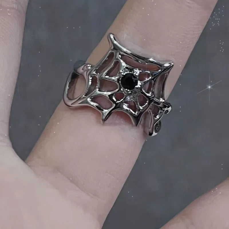 DAIIIBABYYY  -  Irregular Black Cross Star Animal Spider Aesthetic Rings For Women Y2K EMO Gothic Ring Grunge Halloween Rave Jewelry Accessories