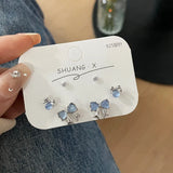 DAIIIBABYYY  -  Korean Fashion Pink Blue Tulip Flower Stud Earrings Set Women Y2K Kpop Butterfly Heart Floral Earring Jewelry Gift