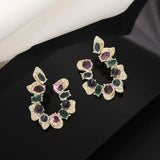 DAIIIBABYYY  -  Korean Style Big Flower Stud Earrings Big Crystal Exquisite Zircon Stone Earrings Fashion Jewelry Rhinestone Earrings Wedding