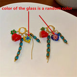 Daiiibabyyy Geometric Full Colour Beads Heart-shaped Earclip Earrings For Women Bohemia Personality Earring Party Jewelry