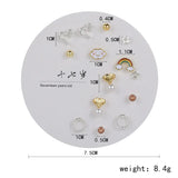 DAIIIBABYYY  -  Korean Fashion New Week Stud Earrings Set for Women Mini Sweet Pearl Heart Bow Rainbow Earring Luxury Jewelry Gift