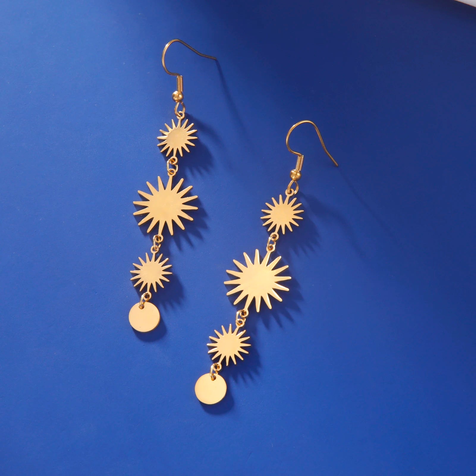 DAIIIBABYYY  -  Stainless Steel Bohemian Sun Drop Earrings Gold Color Women Long Earrings Fashion Kpop Jewelry Birthday Gift for Friends