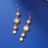 DAIIIBABYYY  -  Stainless Steel Bohemian Sun Drop Earrings Gold Color Women Long Earrings Fashion Kpop Jewelry Birthday Gift for Friends