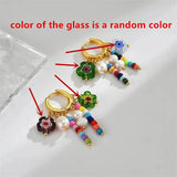 Daiiibabyyy Geometric Full Colour Beads Heart-shaped Earclip Earrings For Women Bohemia Personality Earring Party Jewelry