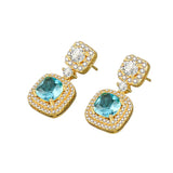 DAIIIBABYYY  -  New Arrival Elegant Shiny CZ Zircon Square Star 925 Silver Needle Ladies Tassels Stud Earrings Jewelry For Women Not Allergic