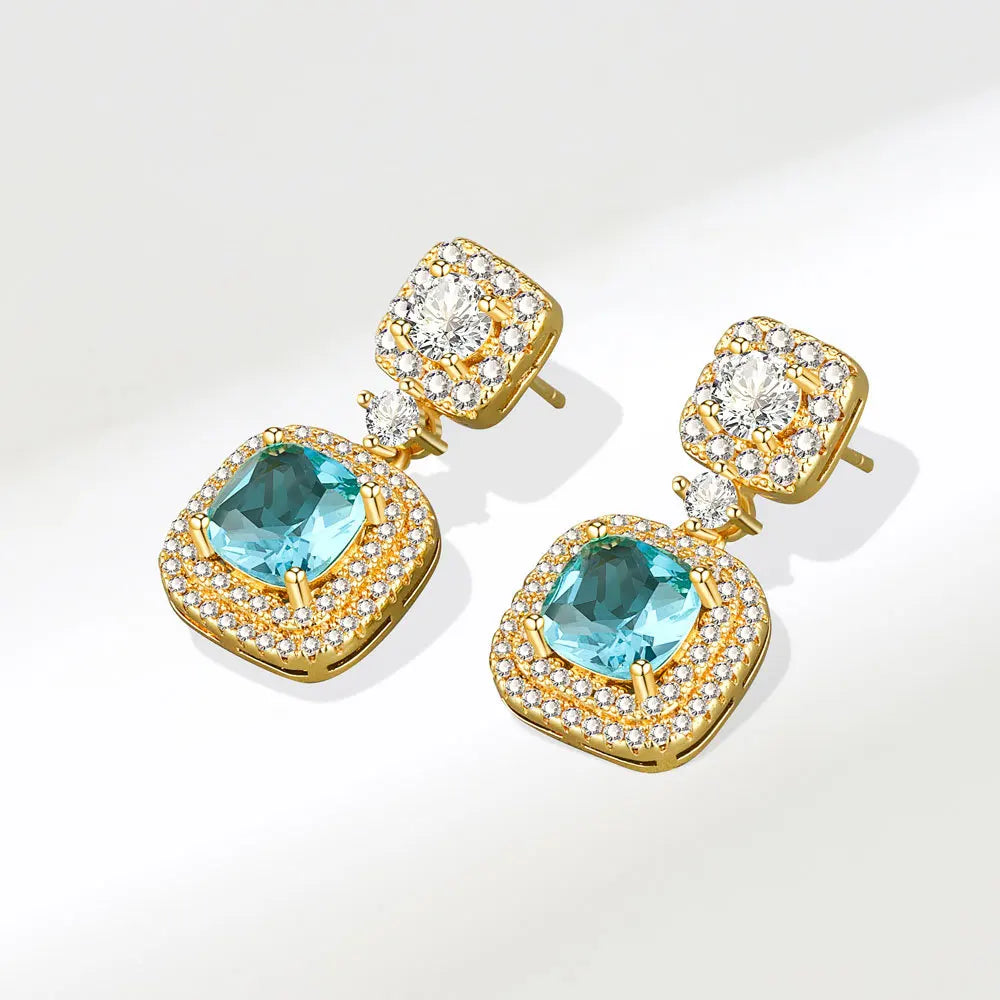 DAIIIBABYYY  -  New Arrival Elegant Shiny CZ Zircon Square Star 925 Silver Needle Ladies Tassels Stud Earrings Jewelry For Women Not Allergic