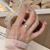 DAIIIBABYYY  -  Sparkling Zircon Hollow Geometric Rings For Women Couples Creative Design Trendy Temperament Simple Wedding Jewelry Gift
