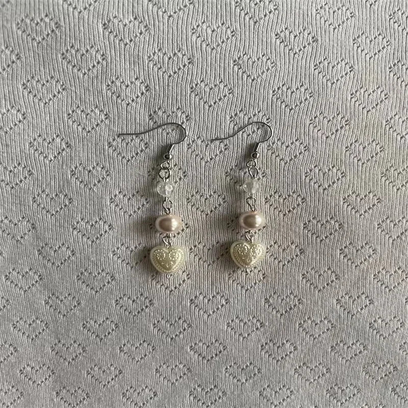 DAIIIBABYYY  -  White Lace Earrings | Coquette Earrings,Lace Heart, Angel,Aesthetic,Y2K indie Jewelry,Vintage,Alternative,Hippie,Boho,Grunge