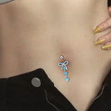 DAIIIBABYYY  -  Stainless Steel Belly Button Rings Crystal Bowknot Piercing Navel Heart Navel Piercing Belly Button Piercing Sexy Body Jewelry