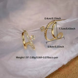 DAIIIBABYYY  -  New Double Asymmetric Earrings Set with Shiny Cubic Zirconia Stud Earrings Women's Fashion Elegant Jewellery Accessories