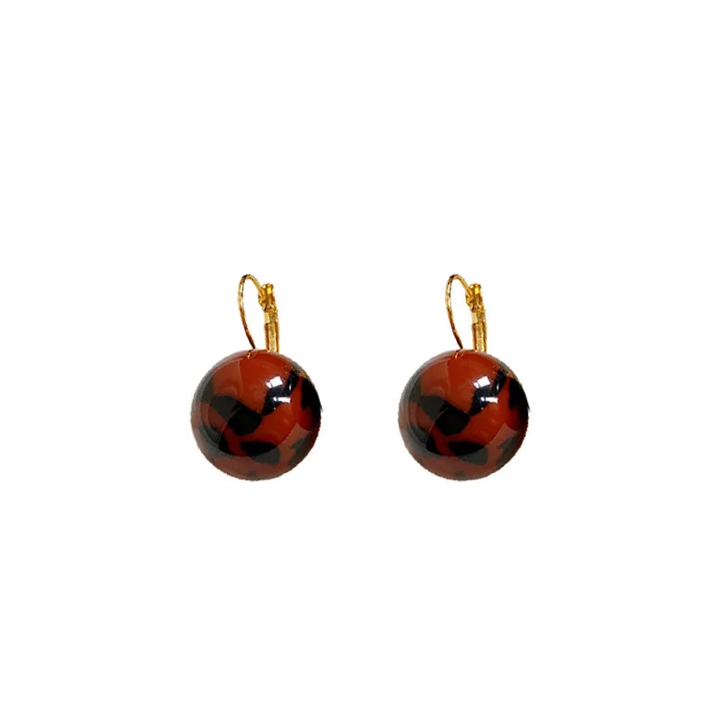 DAIIIBABYYY  -  Resin Leopard Print Ear Buckle Retro Earrings Wholesale for Women