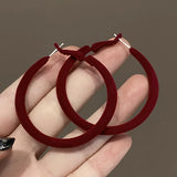 DAIIIBABYYY  -  Women New Year Christmas Wine Red Velvet Bow Earrings Korean Fashion Girls White Plush Ball Dangle Earring Jewelry Gift